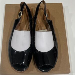Elegant Black Slingback Peep-Toe Women's Shoes